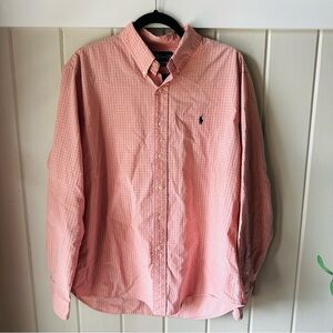 Ralph Lauren Men's Pink and Blue Checkered Button-Down Shirt, Size XL